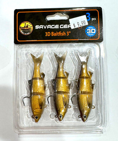 Savage Gear 3D Baitfish Swimbait 3in 1/4oz. 3 pack